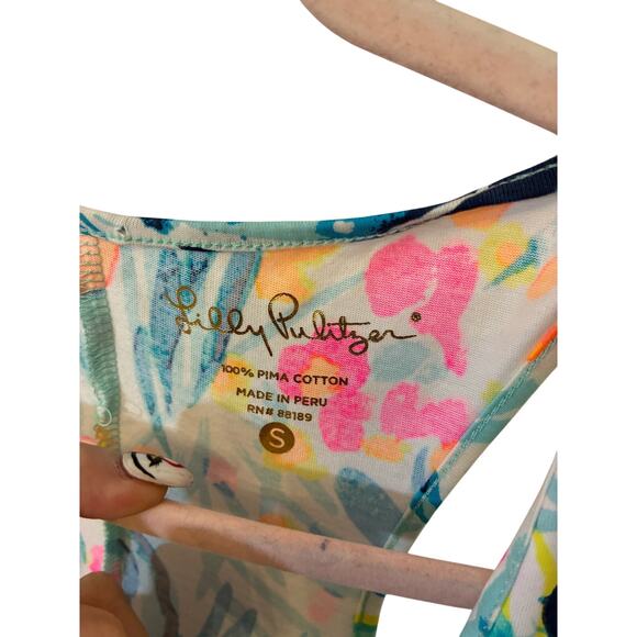 LILLY PULITZER Melle Trapeze Tank Dress Serene Blue Tippy Top Preppy Coastal S - Picture 2 of 4